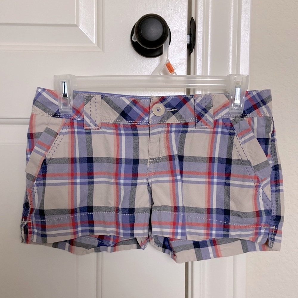 2/$15 plaid print shorts